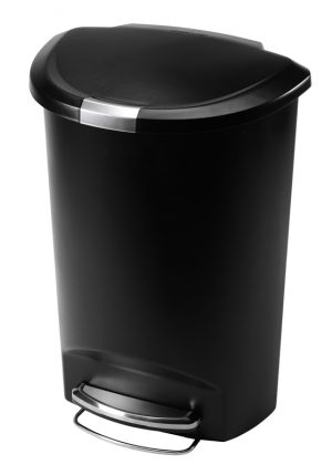 Kunststof pedaalemmer, Semi-Round, Zwart, 50 liter