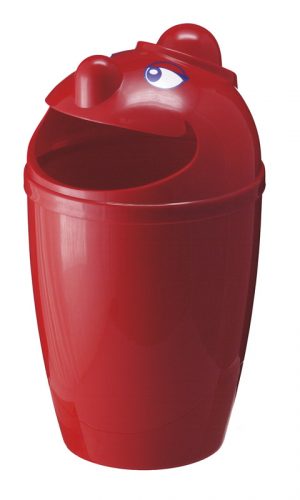 Afvalbak met gezicht, rood, 75 liter
