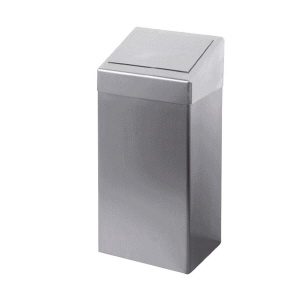 Afvalbak 50 liter met klepdeksel RVS-Mat