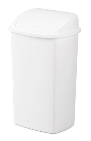 Kunststof afvalbak met swing deksel 50 liter Wit
