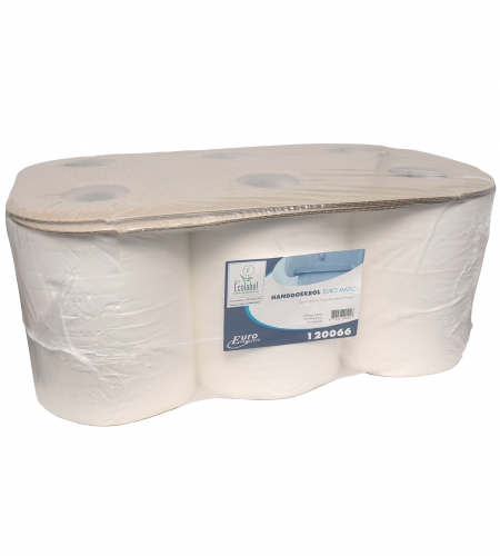 EuroMatic Handdoekrol Plus Wit 2 laags cellulose, 6 x 150 me - Afbeelding 2