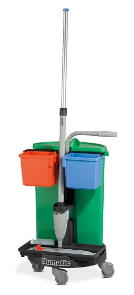 NCG 0 Carrousel Werkwagen 2x 5L emmers, 70L afval, steel+mop