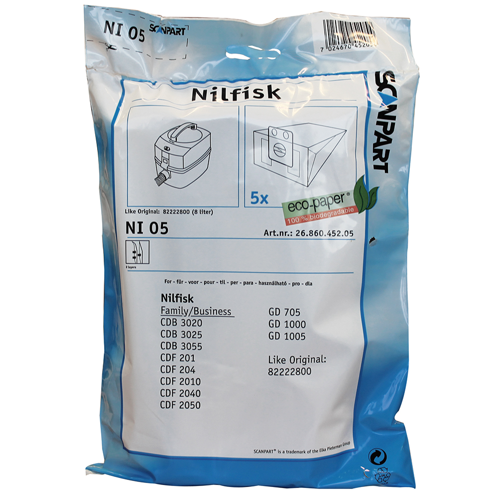 Stofzak GD 1000/GD1010 8 liter, pak 10 stuks (NI05)