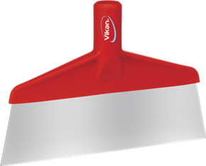 Vloer/tafel schraper met RVS blad Rood