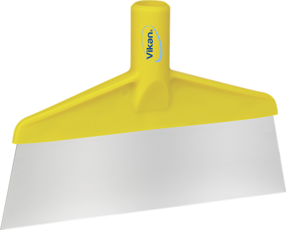 Vloer/tafel schraper met RVS blad Geel