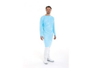 Schort CPE met lange mouwen geruwd, blauw, doos 100