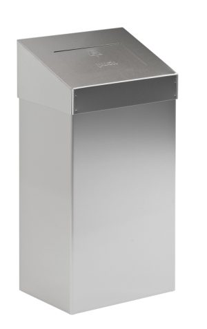 Afvalbak met pushklep 18 liter, mat RVS