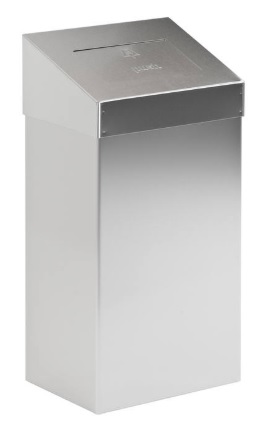 Afvalbak met pushklep 50 liter, mat RVS