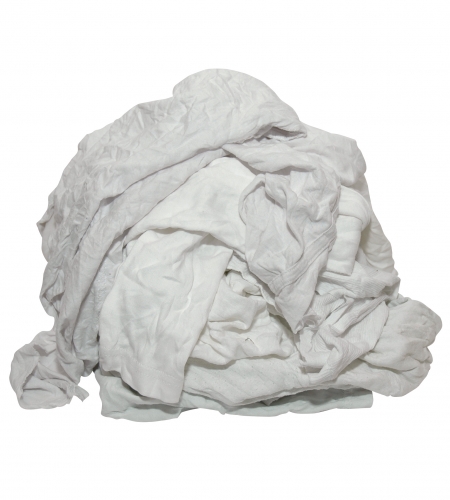 Dunne witte trikot lappen klein gesneden, doos 10 kg - Afbeelding 2