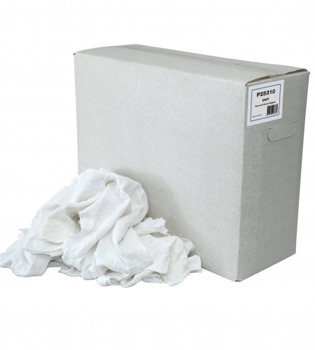 Dunne witte trikot lappen klein gesneden, doos 10 kg