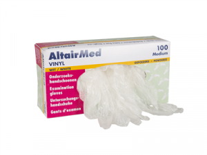 Handschoen Vinyl gepoederd Wit maat L doos 100 stuks