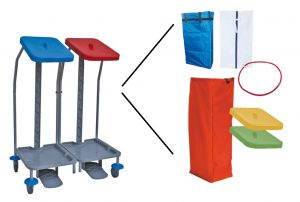 Wasgoed- of afval vuilverzamelwagen met accessoires waszakken deksel