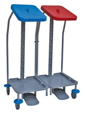 Wasgoed/afvalwagen 2x70liter Blauw/Rood