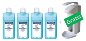 4x1 liter sterillium med +gratis elleboogdispenser kunststof