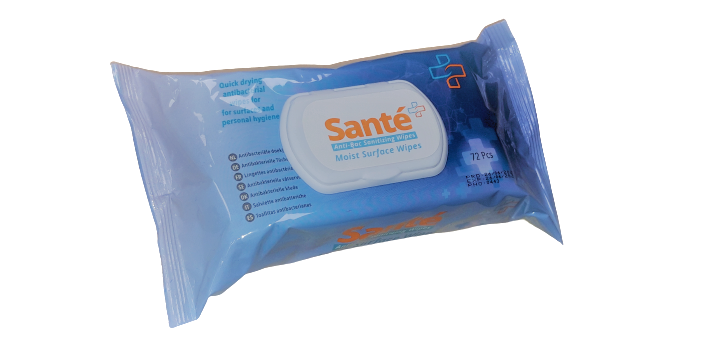 Santé wipes anti-bacteriële oppervlakkendoekjes 72 stuks