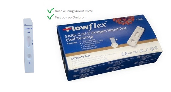 Flowflex korte neustest, sneltest voor zelfgebruik voor indicatie op Corona en Omicron