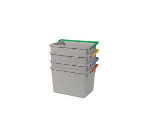 Grijze emmers met diverse kleuren hendels 10 liter voor de ECO-Matic werkwagens Numatic