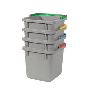 Grijze emmer 6 liter met diverse kleuren hendels