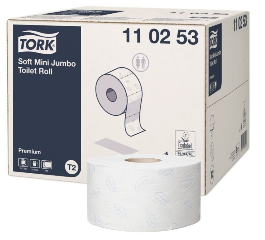 Tork Soft Toiletpapier mini jumbo 2-lgs wit (T2) 12 rollen
