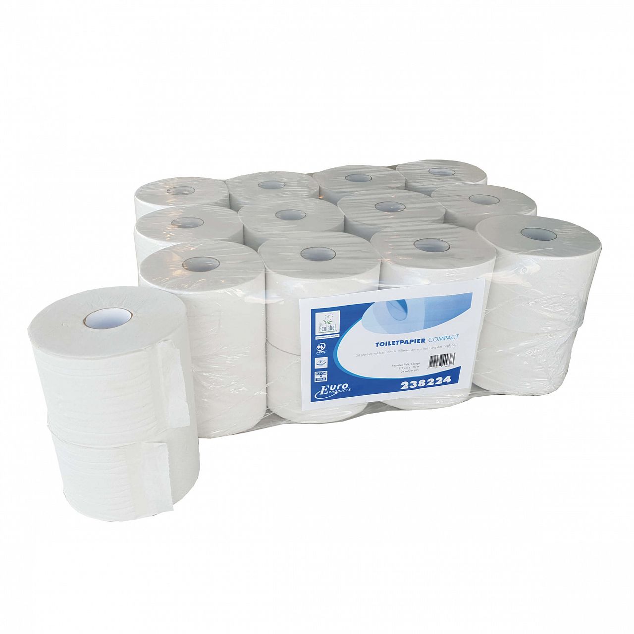 ECO Toiletpapier Euro Compact 2-lgs100m 24 rollen MET WIKKEL