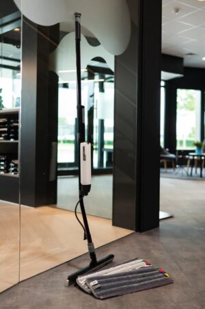 Wecoline Carabao Curved vloerset spraysteel ribbelmop+scrub