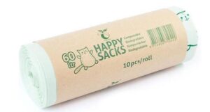 Afvalzak BIO 60x80 cm Wit/Groen T30 60L doos 24 x10 st