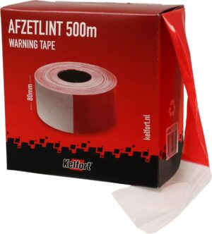 Afzetlint rood/wit, 80 mm x 500 meter