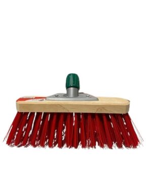 Straatbezem nylon rood met dop 29 cm FSC
